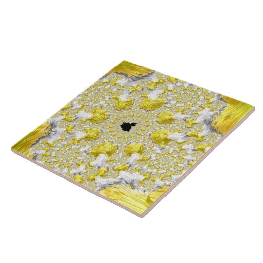 Abstract Gold Fractal Tegeltje (Zijkant)