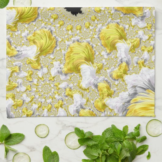 Abstract Gold Fractal Theedoek (Gevouwen)