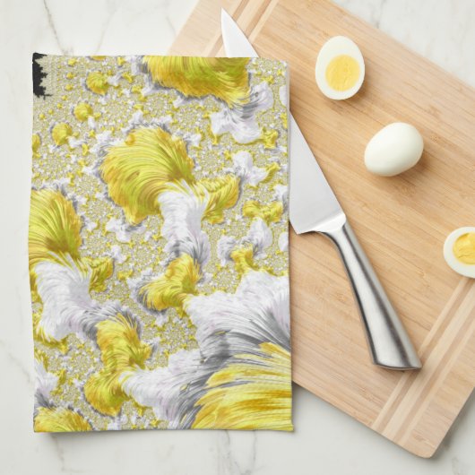 Abstract Gold Fractal Theedoek (Quarter Fold)