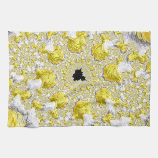 Abstract Gold Fractal Theedoek (Horizontaal)