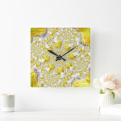 Abstract Gold Fractal Vierkante Klok (Huis)