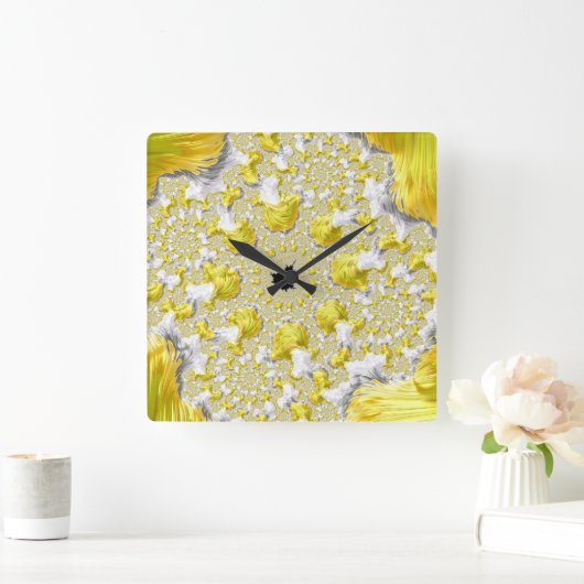 Abstract Gold Fractal Vierkante Klok (Huis)