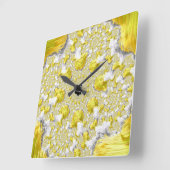 Abstract Gold Fractal Vierkante Klok (Hoek)