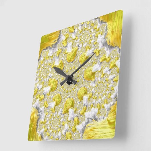 Abstract Gold Fractal Vierkante Klok (Hoek)