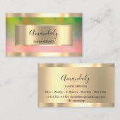 Abstract Gold Framed Elegant Makeup roze Visitekaartje (Voorkant / Achterkant)