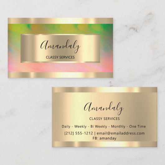 Abstract Gold Framed Elegant Makeup roze Visitekaartje (Voorkant / Achterkant)