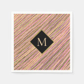 Abstract Gold Glitter Black Monogram Servet (Voorkant)