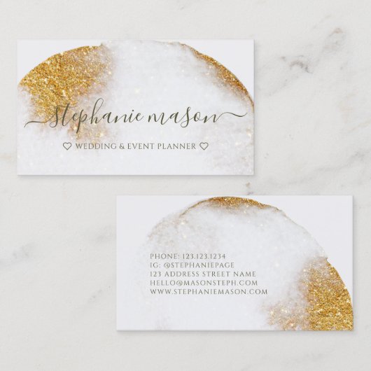 Abstract Gold Glitter Waterverf Visitekaartje Contactkaartje (Voorkant / Achterkant)