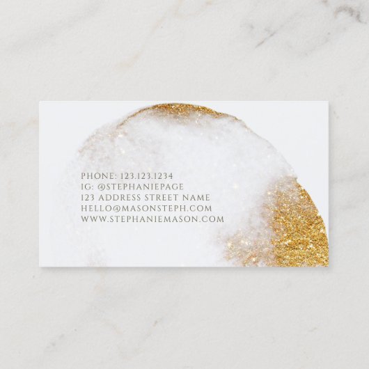 Abstract Gold Glitter Waterverf Visitekaartje Contactkaartje (Achterkant)