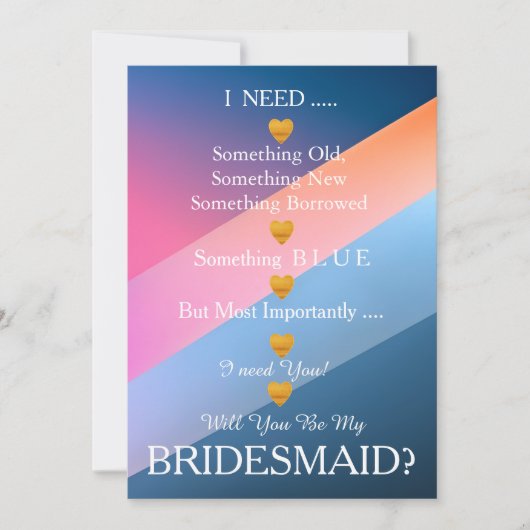 Abstract Gold Heart Will You Be My Bridesmaid Kaart (Voorkant)
