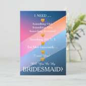 Abstract Gold Heart Will You Be My Bridesmaid Kaart (Staand voorkant)