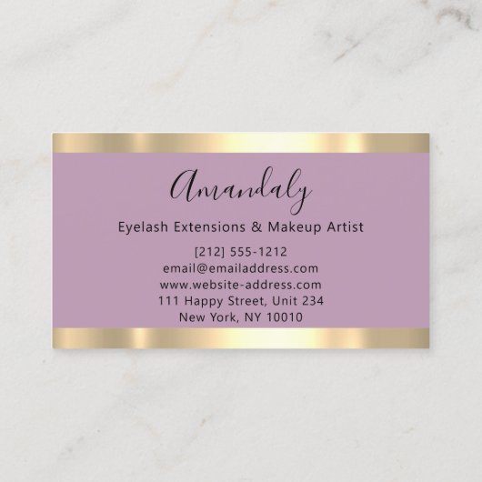 Abstract Gold Lijst Modern Marble Paars Lavender Visitekaartje (Achterkant)