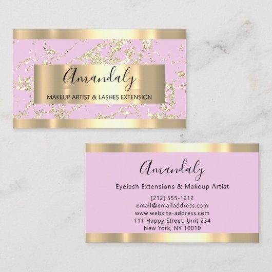 Abstract Gold Lijst Moderne marmer roze pasta Visitekaartje (Voorkant / Achterkant)
