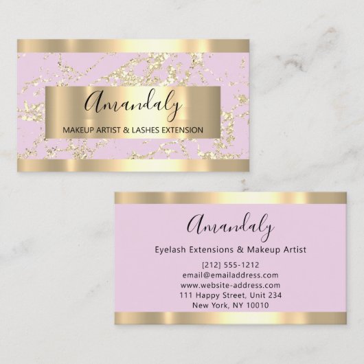 Abstract Gold Lijst Moderne marmer roze poeder Visitekaartje (Voorkant / Achterkant)