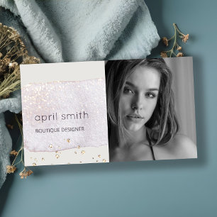 Abstract Gold Lila Brush Stoke Waterverf Foto Visitekaartje