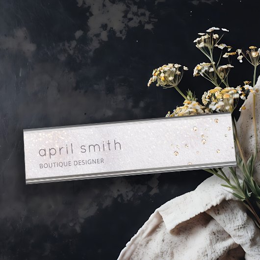 Abstract Gold Lila Brush Stoke Waterverf Glitter Bureau Naambordje