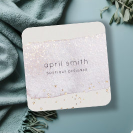 Abstract Gold Lila Brush Stoke Waterverf Glitter Vierkante Visitekaartje