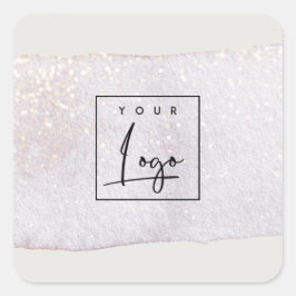 Abstract Gold Lila Brush Stoke Waterverf Logo Vierkante Sticker