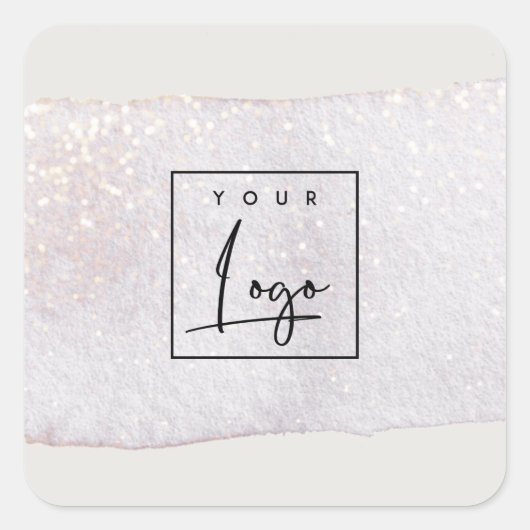 Abstract Gold Lila Brush Stoke Waterverf Logo Vierkante Sticker (Voorkant)