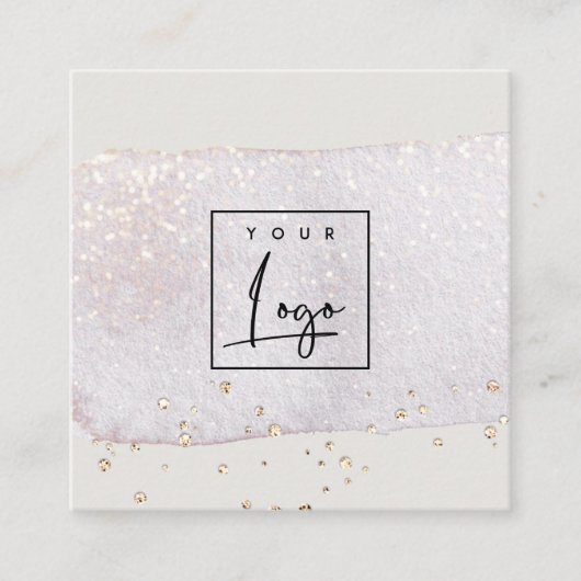 Abstract Gold Lila Brush Stoke Waterverf Logo Vierkante Visitekaartje (Voorkant)