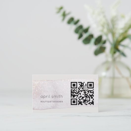 Abstract Gold Lila penseel Waterverf QR-code Visitekaartje (Staand voorkant)