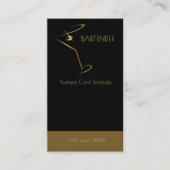 Abstract Gold Martini Olive Cocktail Bartender Visitekaartje (Voorkant)