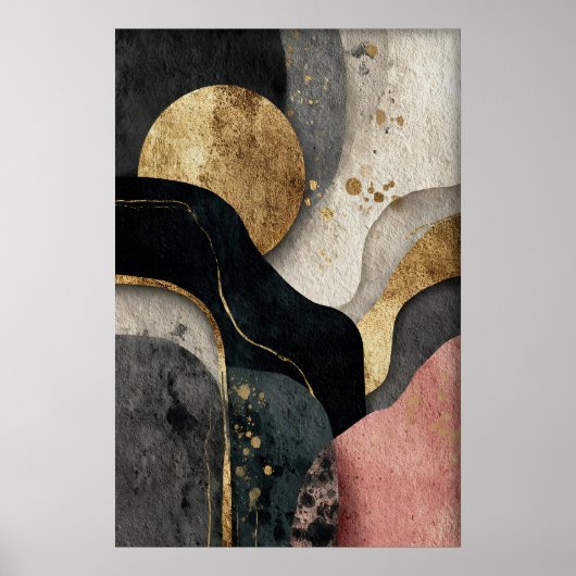 Abstract Gold Minimalist Print, Boho Printable Poster (Voorkant)