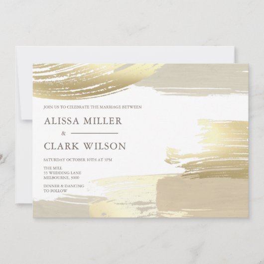 Abstract 'Gold Neutral Wedding' Kaart (Voorkant)