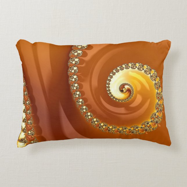 Abstract Gold Oranje gradiënt Spiral Fractal Accent Kussen (Voorkant)