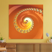 Abstract Gold Oranje gradiënt Spiral Fractal Canvas Afdruk (Insitu (Woonkamer))