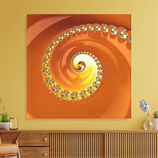 Abstract Gold Oranje gradiënt Spiral Fractal Canvas Afdruk (Insitu (Woonkamer))