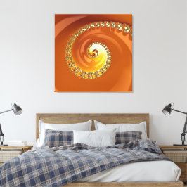 Abstract Gold Oranje gradiënt Spiral Fractal Canvas Afdruk