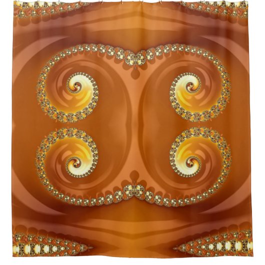 Abstract Gold Oranje gradiënt Spiral Fractal Douchegordijn (Voorkant)