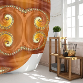 Abstract Gold Oranje gradiënt Spiral Fractal Douchegordijn