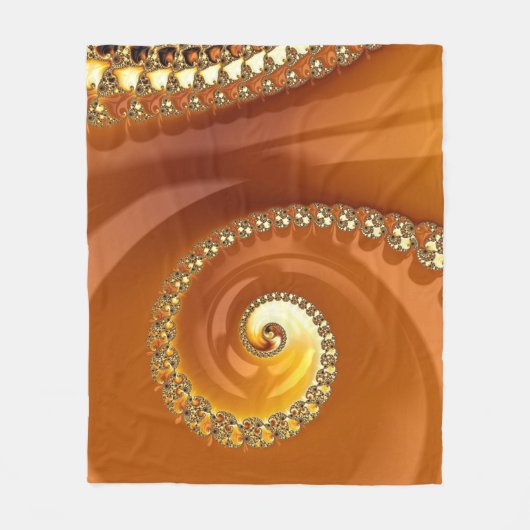 Abstract Gold Oranje gradiënt Spiral Fractal Fleece Deken (Voorkant)