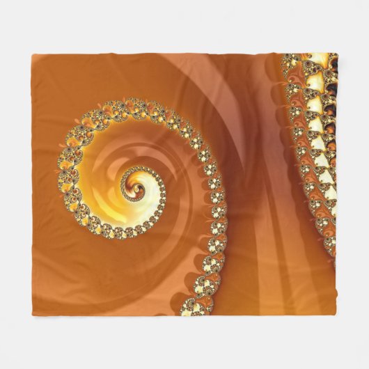 Abstract Gold Oranje gradiënt Spiral Fractal Fleece Deken (Voorkant (Horizontaal))