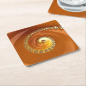 Abstract Gold Oranje gradiënt Spiral Fractal Kartonnen Onderzetters (Schuin)