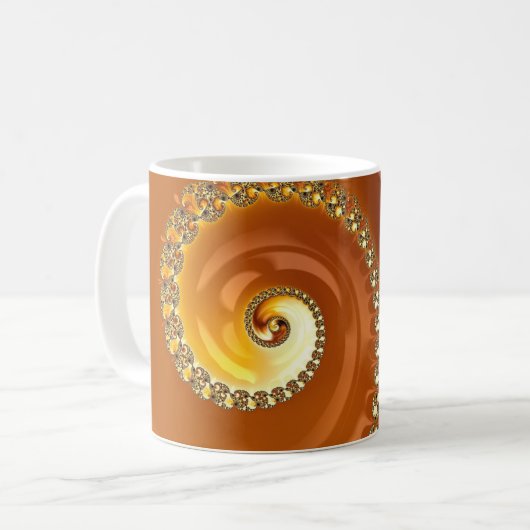 Abstract Gold Oranje gradiënt Spiral Fractal Koffiemok (Voorkant links)