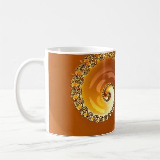 Abstract Gold Oranje gradiënt Spiral Fractal Koffiemok (Links)