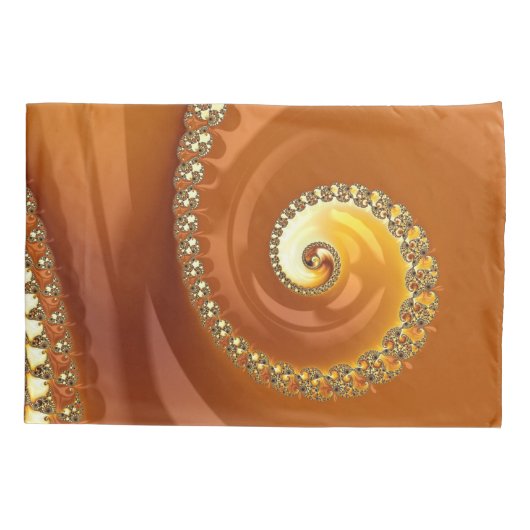 Abstract Gold Oranje gradiënt Spiral Fractal Kussensloop (Achterkant)