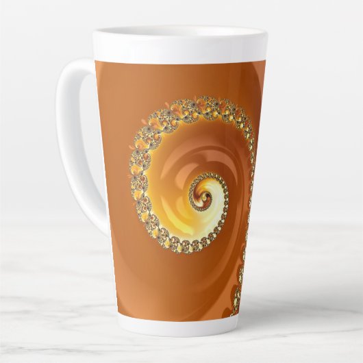 Abstract Gold Oranje gradiënt Spiral Fractal Latte Mok (Linkerhoek)