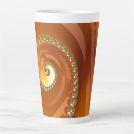 Abstract Gold Oranje gradiënt Spiral Fractal Latte Mok
