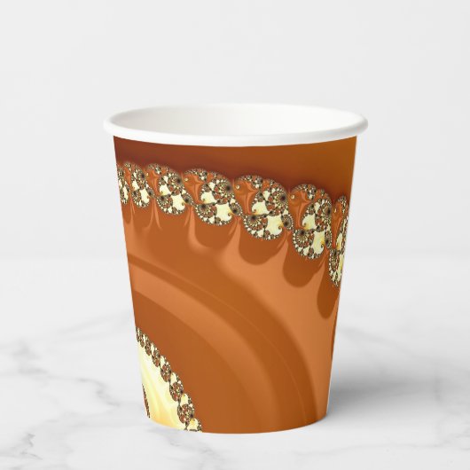 Abstract Gold Oranje gradiënt Spiral Fractal Papieren Bekers (Achterkant)