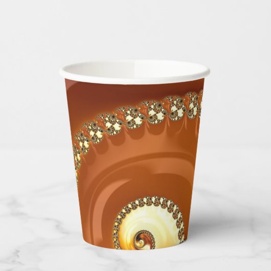 Abstract Gold Oranje gradiënt Spiral Fractal Papieren Bekers (Links)