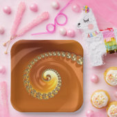 Abstract Gold Oranje gradiënt Spiral Fractal Papieren Bordje (Feest)