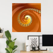 Abstract Gold Oranje gradiënt Spiral Fractal Poster (Thuiskantoor)