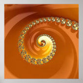 Abstract Gold Oranje gradiënt Spiral Fractal Poster (Voorkant)