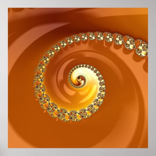 Abstract Gold Oranje gradiënt Spiral Fractal Poster (Voorkant)