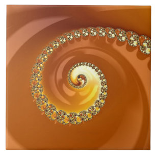 Abstract Gold Oranje gradiënt Spiral Fractal Tegeltje