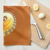 Abstract Gold Oranje gradiënt Spiral Fractal Theedoek (Quarter Fold)